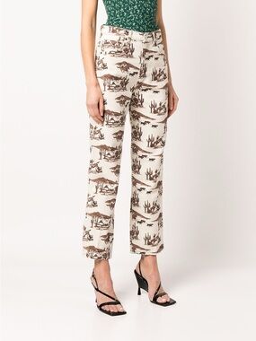 Reformation Sonora Western-Print Straight-Leg Pants